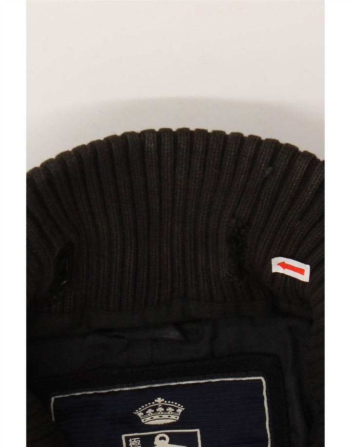 SUPERDRY Herren Pea Coat mit Grafik, UK 44 2XL, schwarze Wolle