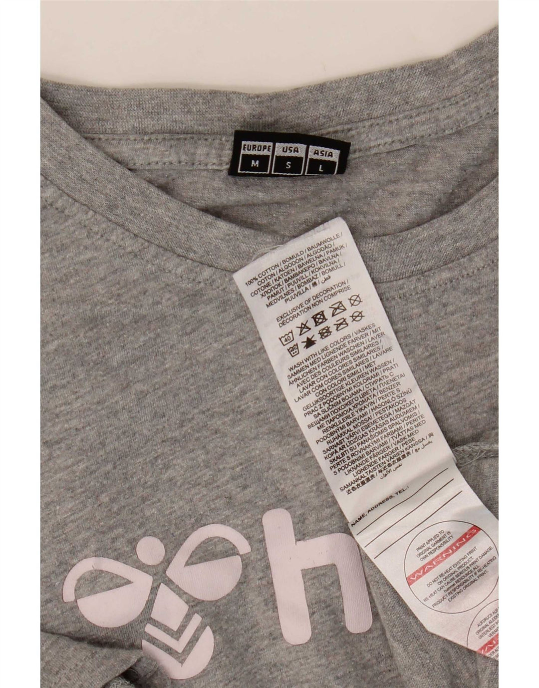 Hummel Herren Grafik-T-Shirt-Oberteil aus mittelgrau gesprenkelter Baumwolle
