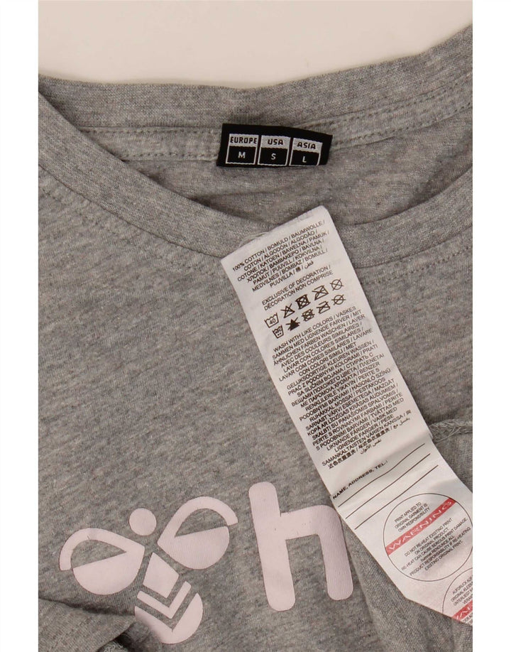 Hummel Herren Grafik-T-Shirt-Oberteil aus mittelgrau gesprenkelter Baumwolle