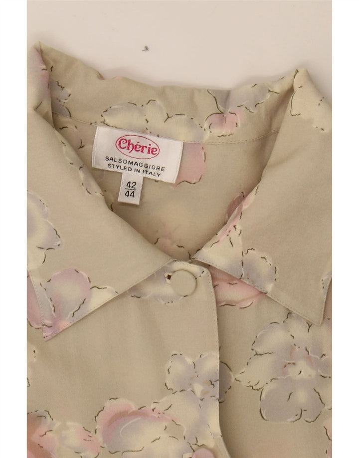 CHERIE Womens Shirt Blouse IT 42/44 Medium Beige Floral Vintage cherie and Second-Hand cherie from Messina Hembry 