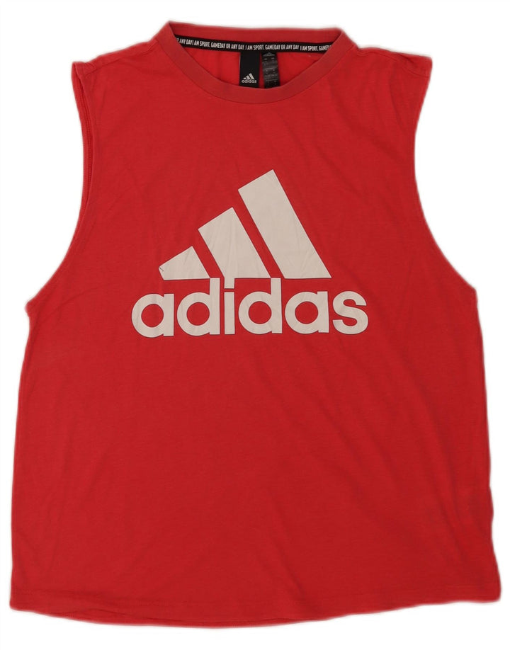 Adidas Damen Graphic Vest Top UK 8/10 Small Rot Polyester