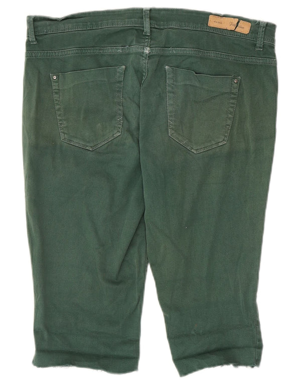 Zara Damen Trafaluc Bermuda Denim Shorts EU 42 Large W32 Grün