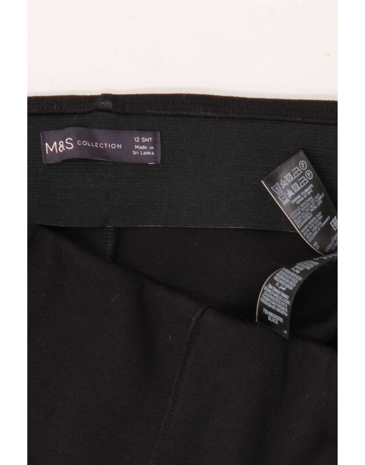 Marks & Spencer Damen Kurze Freizeithose UK 12 Medium W30 L27 Schwarz