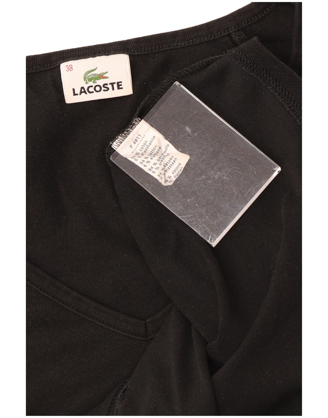 LACOSTE Damen T-Shirt Top Größe 38 Mittelschwarze Baumwolle