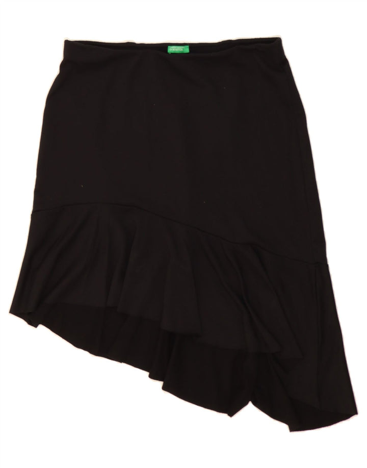 BENETTON Womens Asymmetrical Skirt Large W32  Black Polyester Vintage Benetton and Second-Hand Benetton from Messina Hembry 