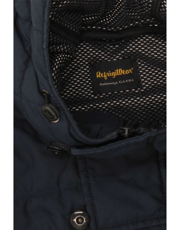 Refrigiwear wattierte Herrenjacke mit Kapuze, UK 36, Größe S, marineblaues Nylon