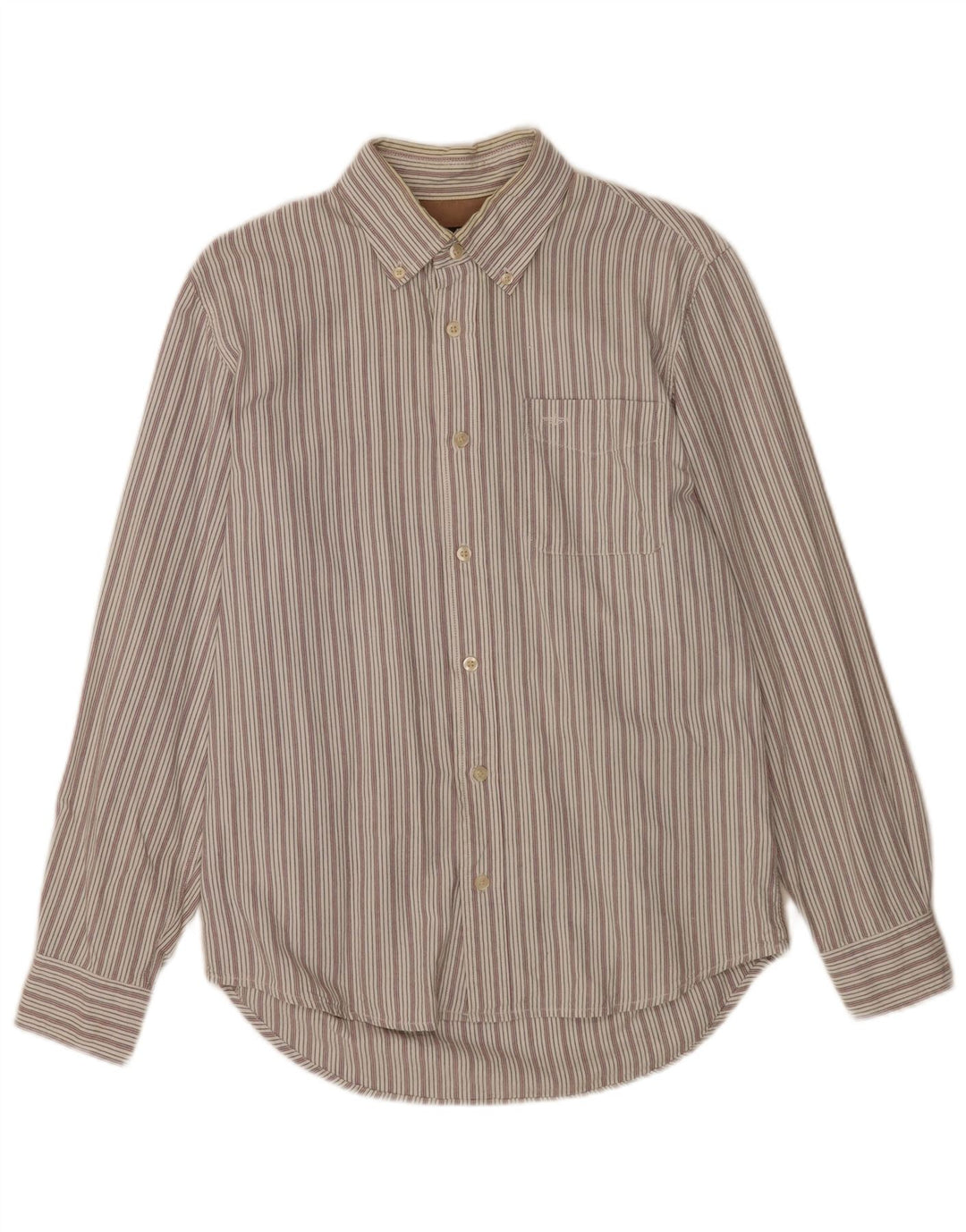 Dockers Herrenhemd Größe 34/36 Kleine weiß gestreifte Baumwolle
