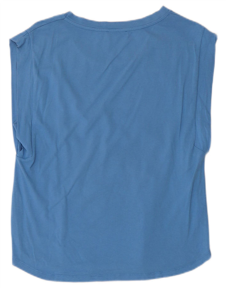 BENETTON Womens Loose Fit T-Shirt Top UK 6 XS Blaue Baumwolle