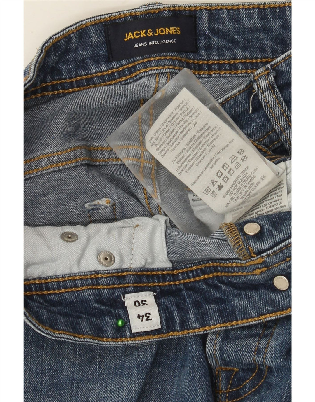 JACK & JONES Herren Slim Jeans W34 L30 Blaue Baumwolle
