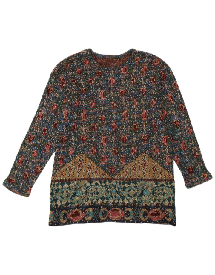 Vintage Damen Pullover mit Rundhalsausschnitt UK 14 Medium Mehrfarbig