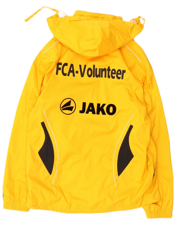 Jako Herren-Regenjacke mit grafischer Kapuze, UK 38, Mittelgelb, Farbblock