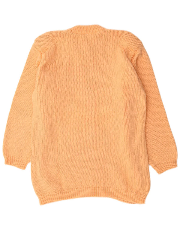 Vintage Damen Pullover mit Rundhalsausschnitt UK 20 2XL Orange Blumen