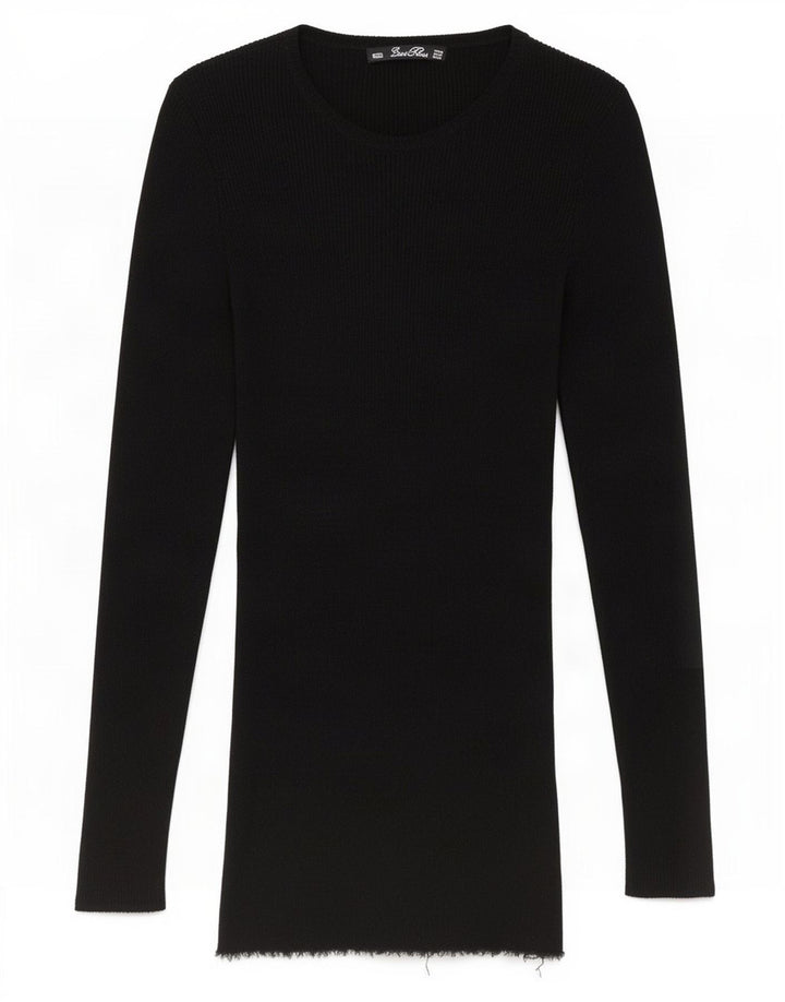 Zara Damen Top Langarm UK 12 Medium Schwarz meliert