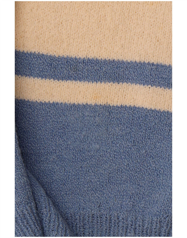 VINTAGE Herren-Pullover mit V-Ausschnitt, groß, blau, Farbblock