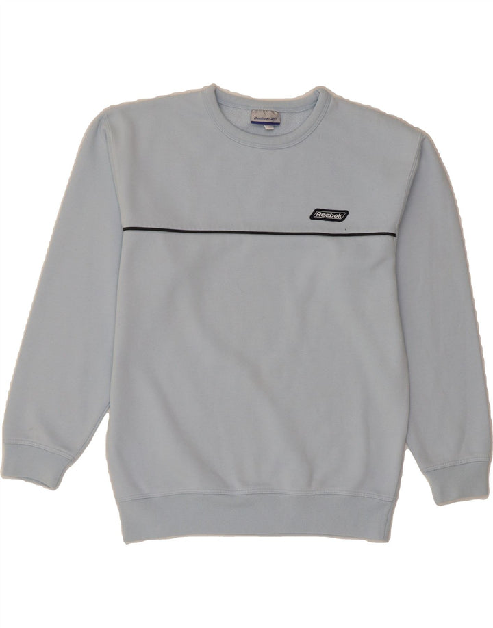 REEBOK Womens Sweatshirt Jumper UK 12 Medium Blue Polyester Vintage Reebok and Second-Hand Reebok from Messina Hembry 