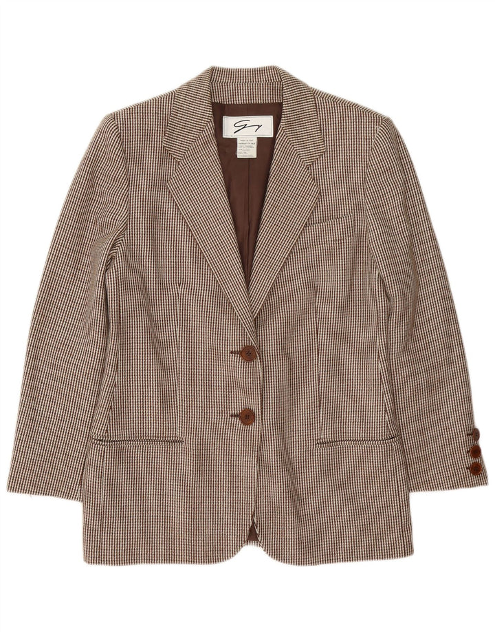 Genny Damen 2-teiliges Rock-Set mit 2 Knöpfen, UK 14, M, W32, brauner Hahnentrittmuster