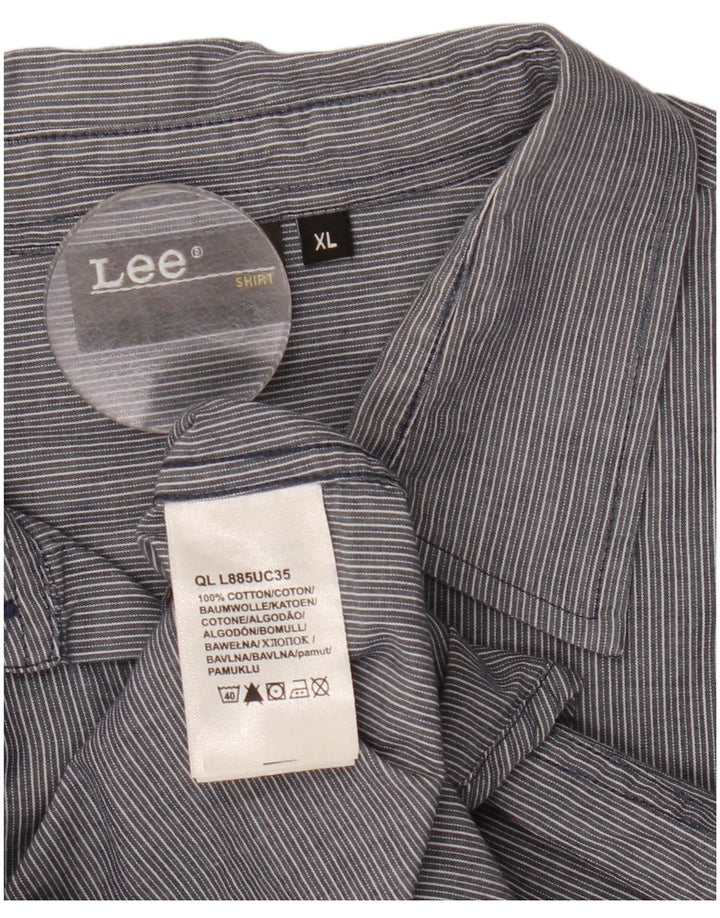 Lee Herrenhemd XL, graue Nadelstreifen-Baumwolle