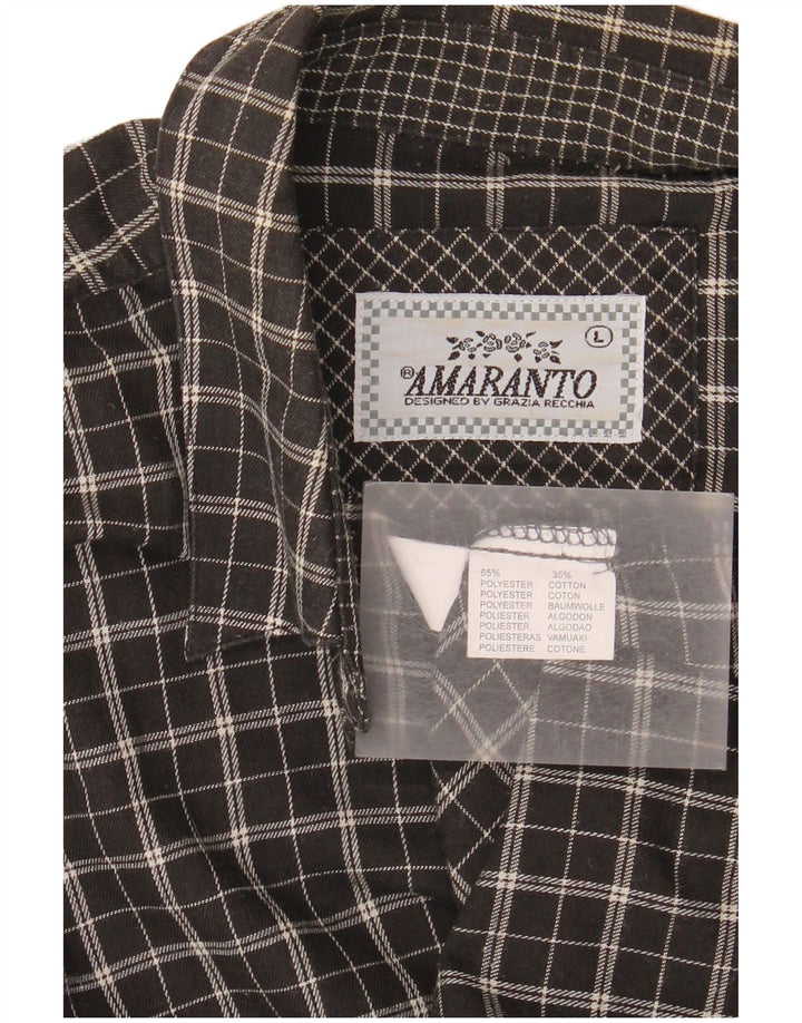 Amaranto Damen-Flanellhemd, UK 16, groß, schwarz kariert, Polyester