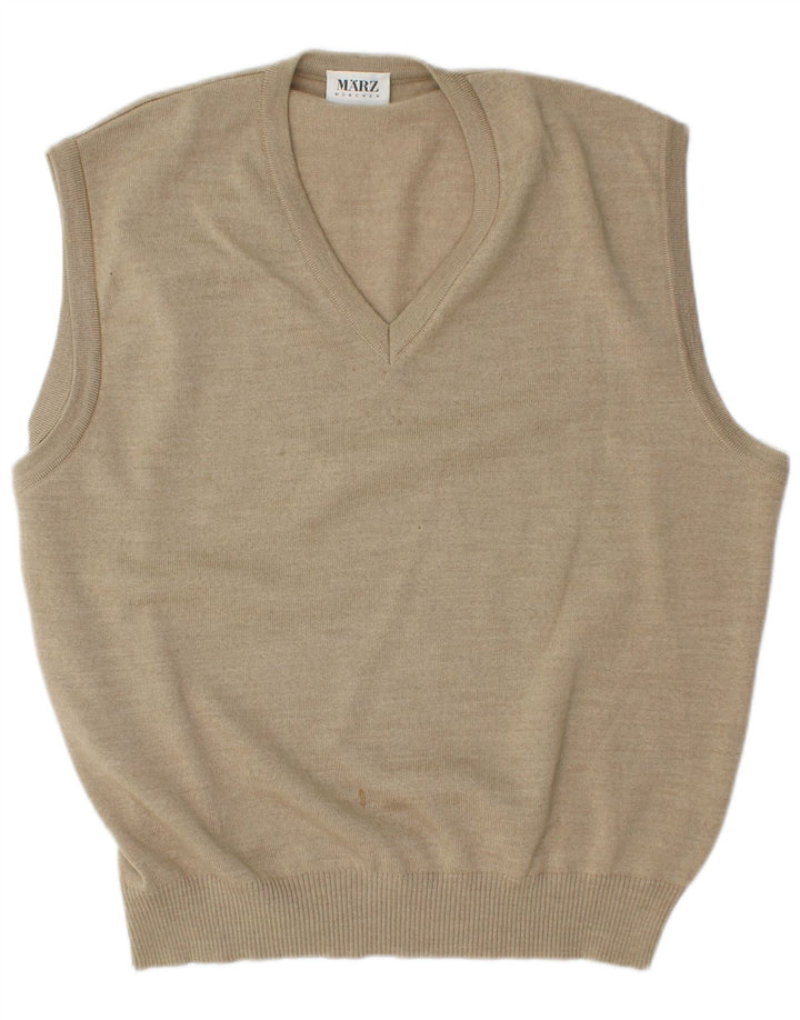 Marz Herren Weste Tank Top EU 56 XL Beige Schurwolle