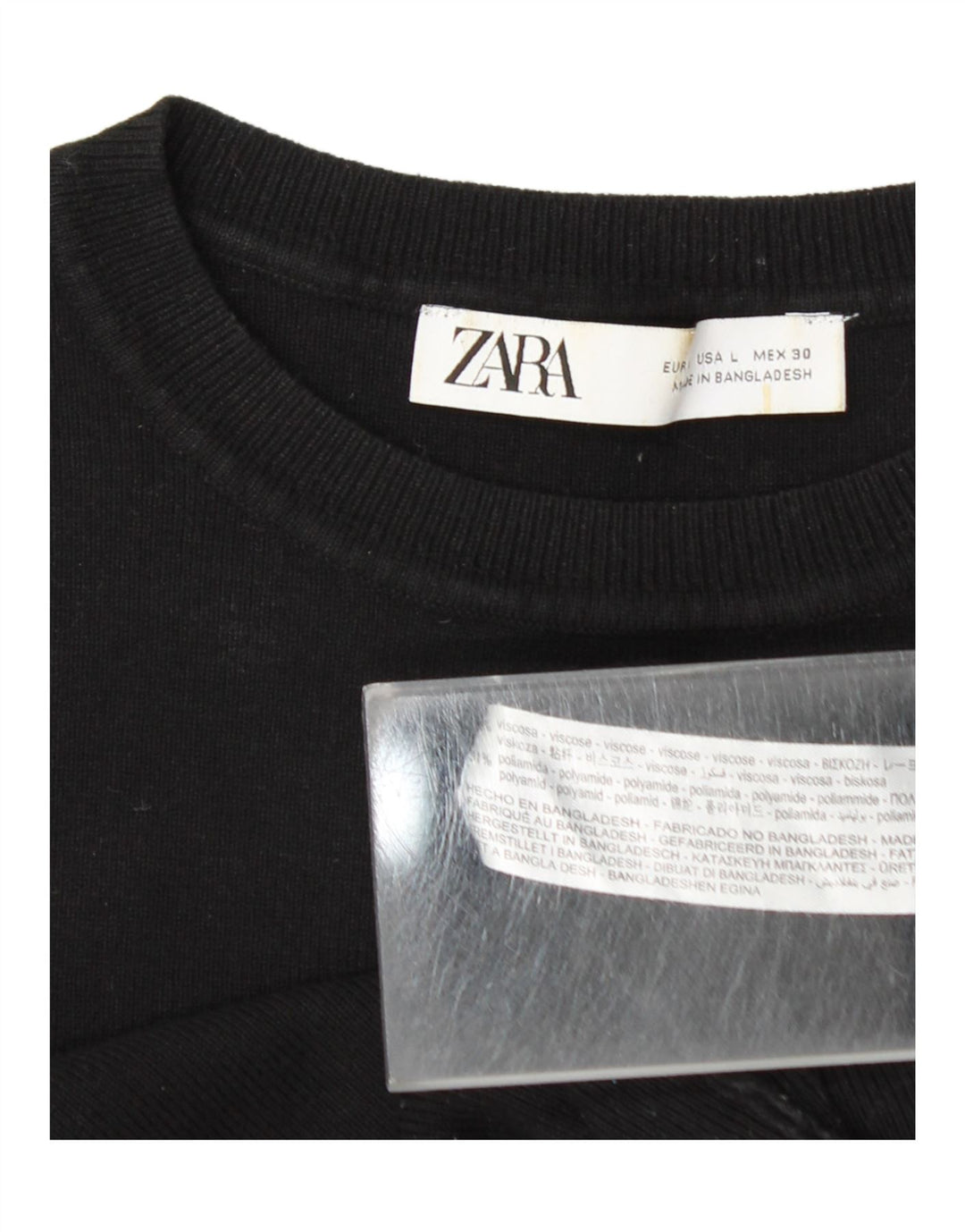 Zara Damen Crop Vest Top UK 14 Große schwarze Viskose