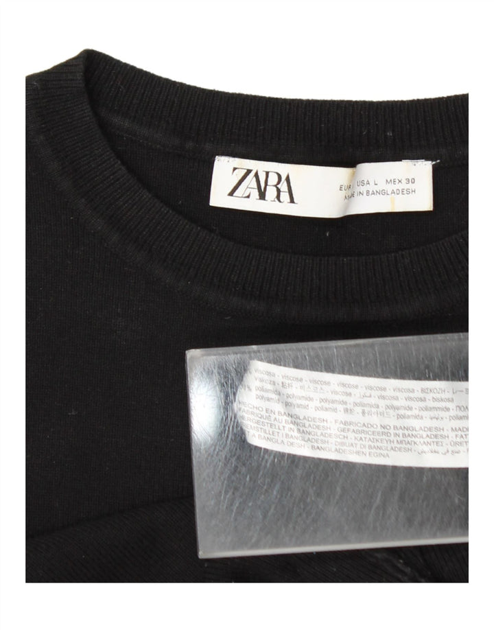Zara Damen Crop Vest Top UK 14 Große schwarze Viskose