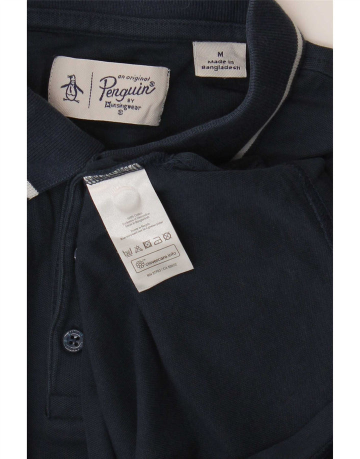 Penguin Herren-Poloshirt aus mittelblauer, marineblauer Baumwolle