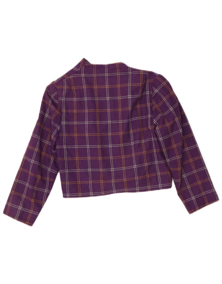VINTAGE Damen Bolerojacke UK 10 Small Purple Check