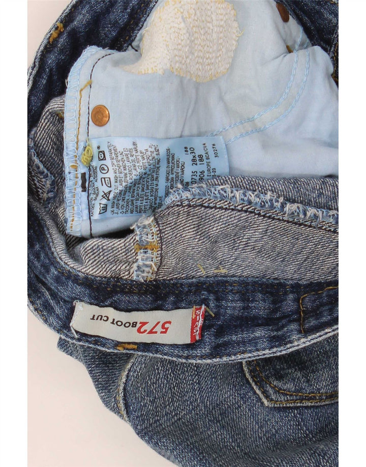 Levi's Damen 572 Low Waist Distressed Bootcut Jeans W28 L30 Blaue Baumwolle