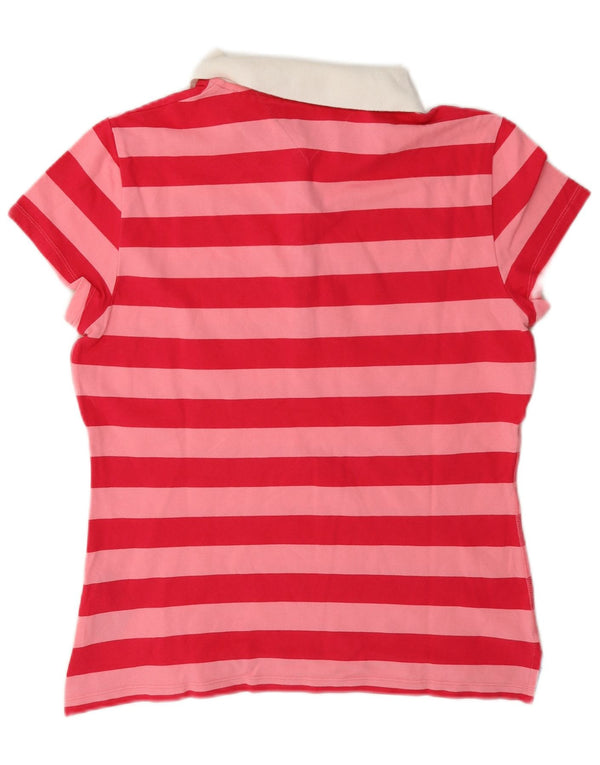 Tommy Hilfiger Rugby-Poloshirt für Damen, UK 12, mittelrosa, gestreift, Baumwolle