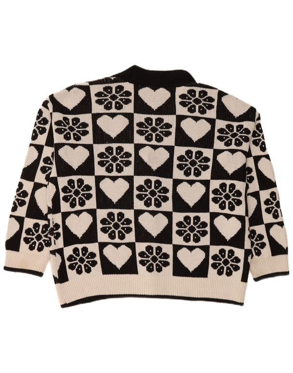 Zara Damen-Strickjacke in Übergröße, Gr. 14, mittelschwarz, geblümt, Baumwolle