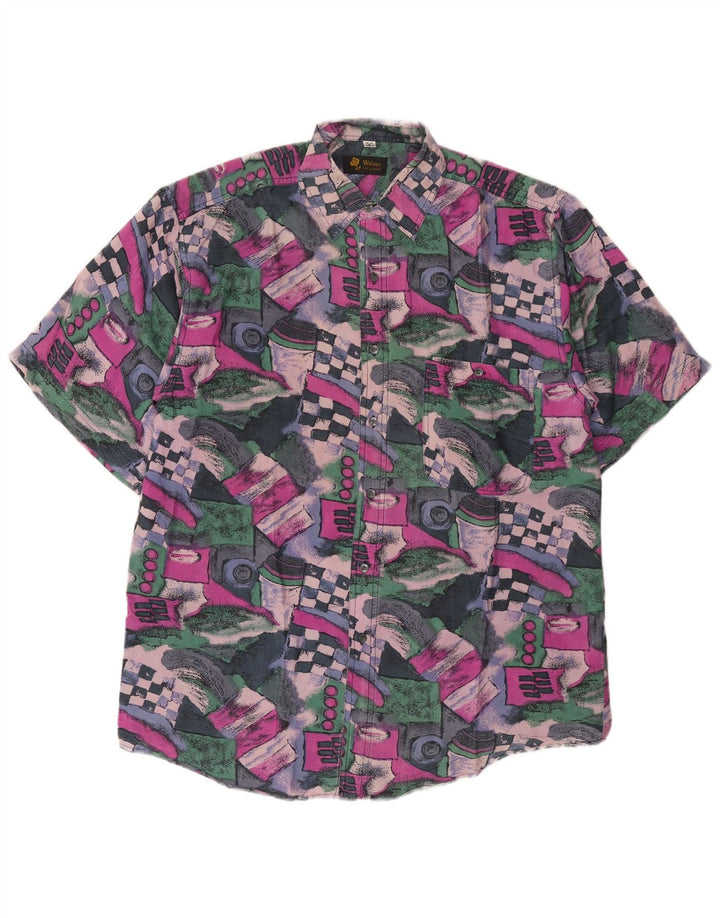 Vintage Herren Hemd mit abstraktem Muster, Größe 39/40, mittelmehrfarbig