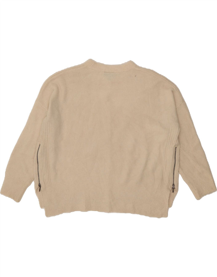 TOPSHOP Womens Oversized Crew Neck Jumper Sweater UK 10 Small Beige Vintage Topshop and Second-Hand Topshop from Messina Hembry 