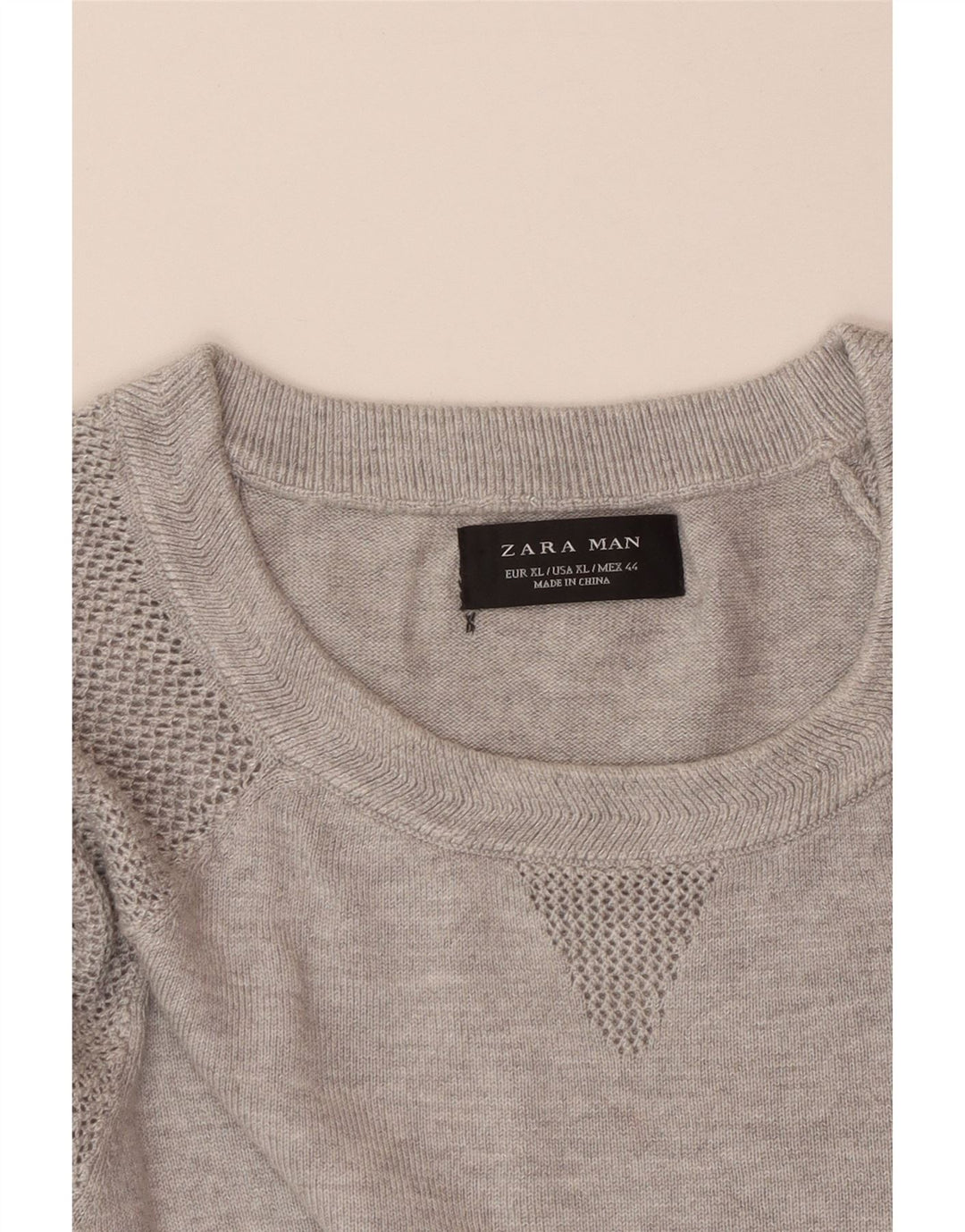 ZARA Herren Kurzarmpullover mit Rundhalsausschnitt XL Grau