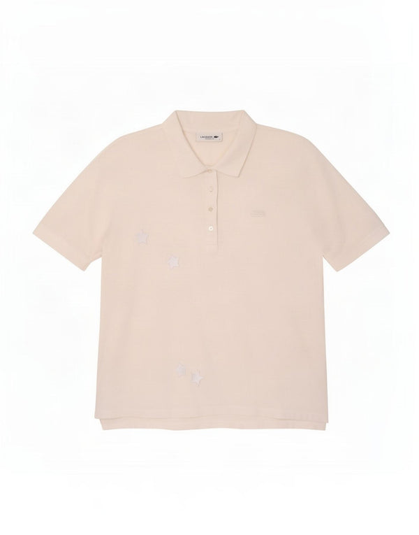 Lacoste Damen-Poloshirt mit entspannter Passform, UK 14, mittelweiße Baumwolle