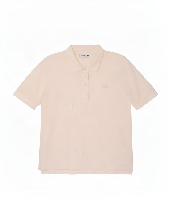 Lacoste Damen-Poloshirt mit entspannter Passform, UK 14, mittelweiße Baumwolle