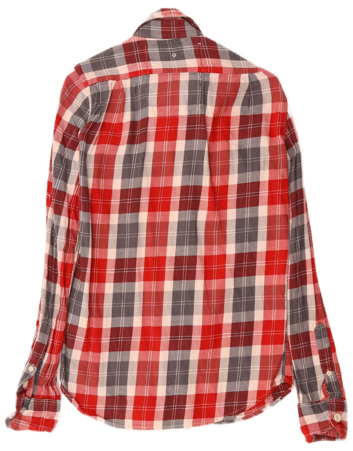 SUPERDRY Herren-Flanellhemd, klein, rot kariert, Baumwolle