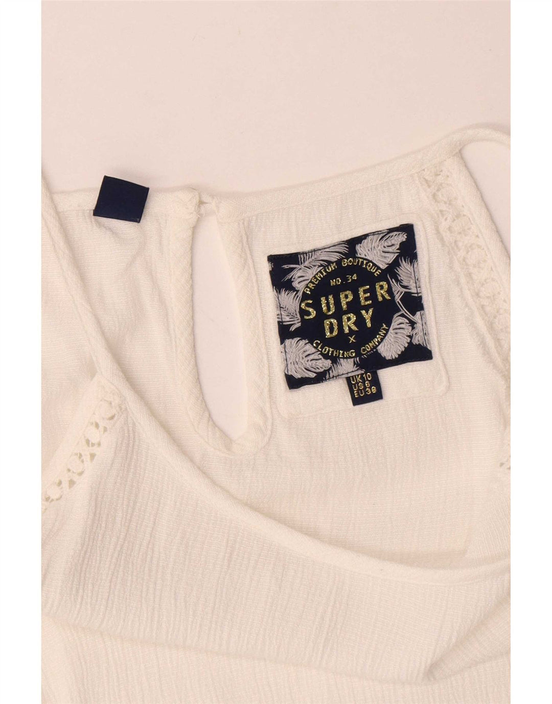 Superdry Damen ärmelloses, übergroßes Blusenoberteil, UK 10, Größe S, Weiß