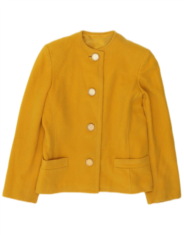 Vintage Damen 4-Knopf-Blazerjacke UK 10 Small Gelb