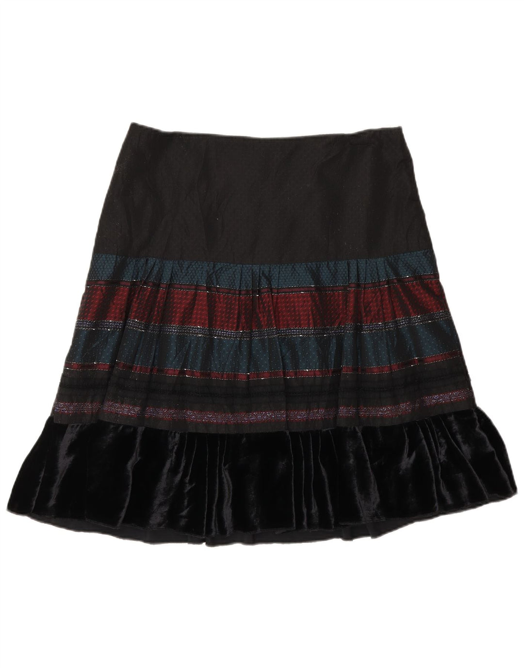 Benetton Damen A-Linien-Rock W30 Medium Schwarz gestreift