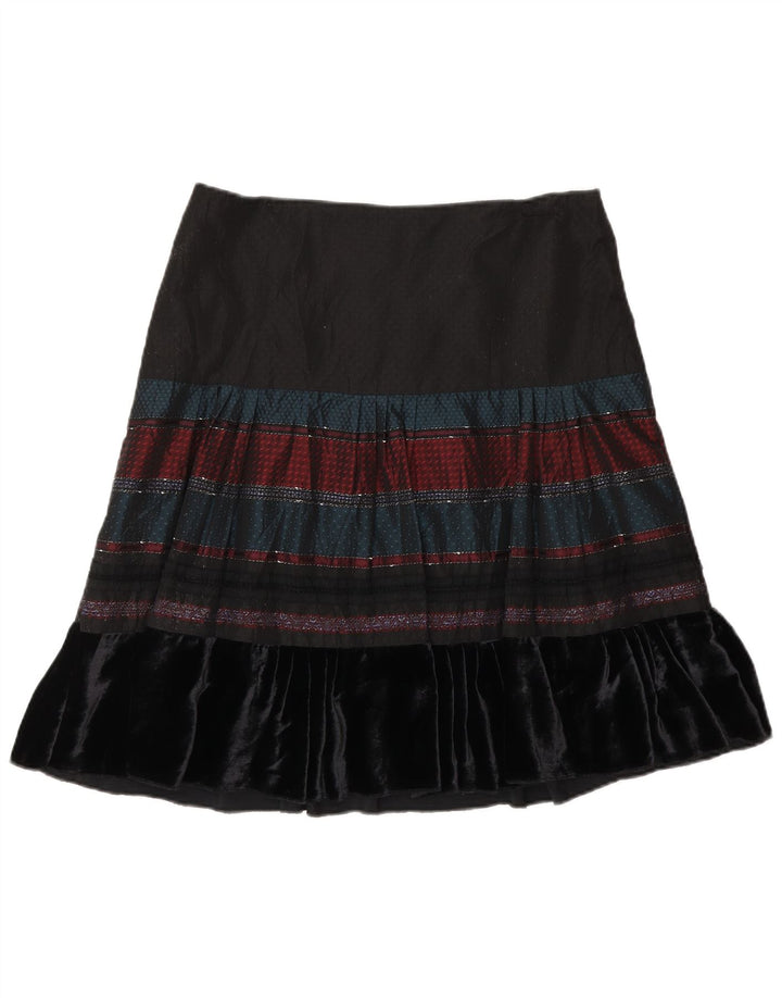 Benetton Damen A-Linien-Rock W30 Medium Schwarz gestreift