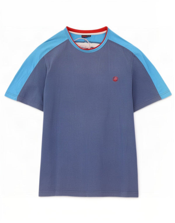 Invicta Herren-T-Shirt-Oberteil aus mittelblauer Colourblock-Baumwolle