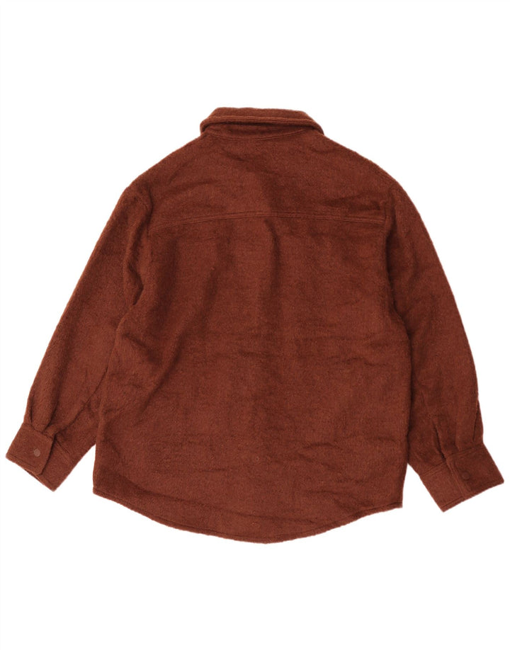 Topshop Damen Flanellhemd UK 14 Mittelbraunes Polyester