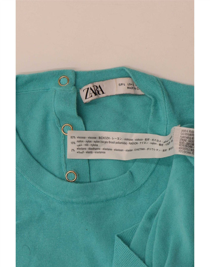 Zara Damen Weste Tank Top UK 14 Große blaue Viskose