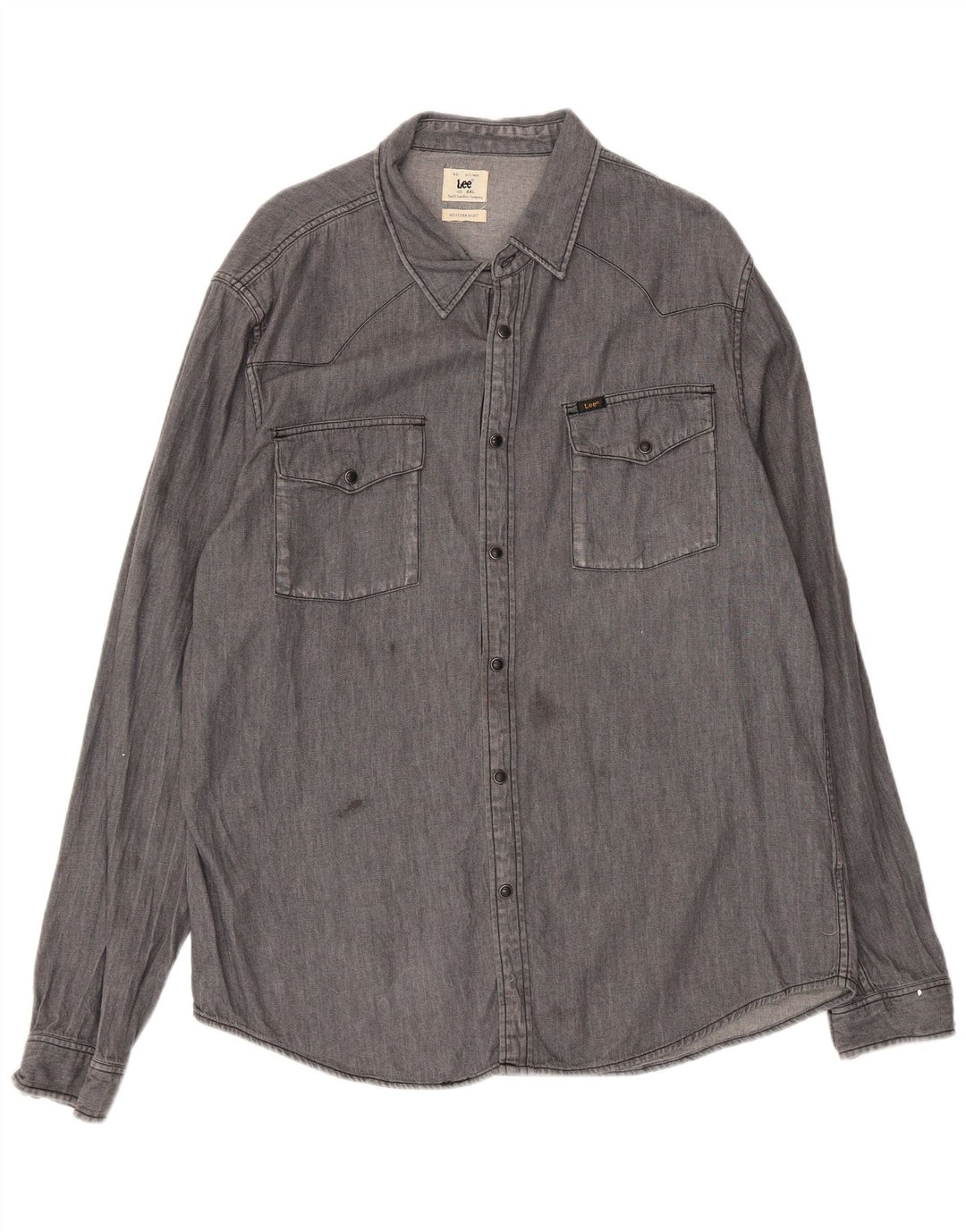 Lee Herren Utility Westernhemd 2XL Grau Baumwolle
