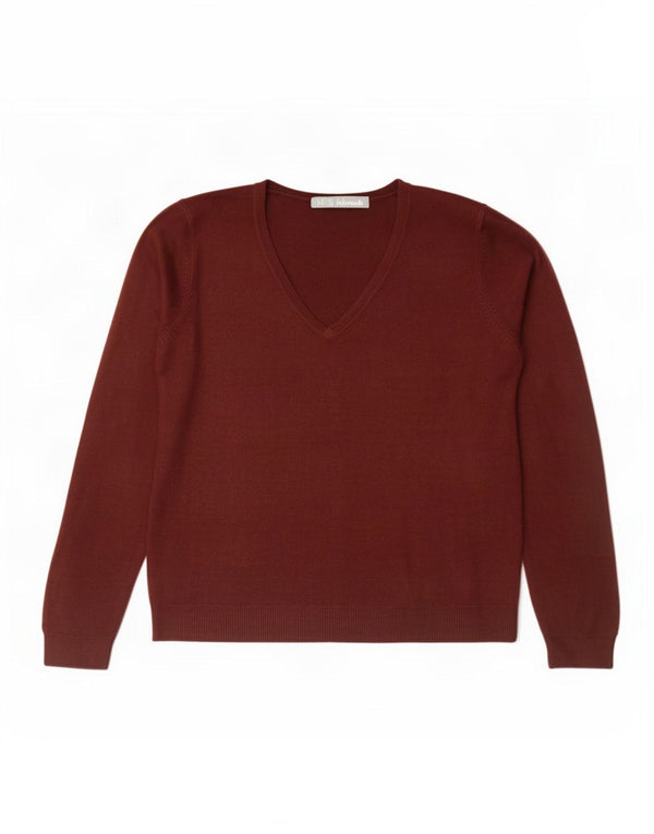 Marks & Spencer Damen-Pullover mit V-Ausschnitt, UK 14, Größe L, Burgunderrot, Acryl