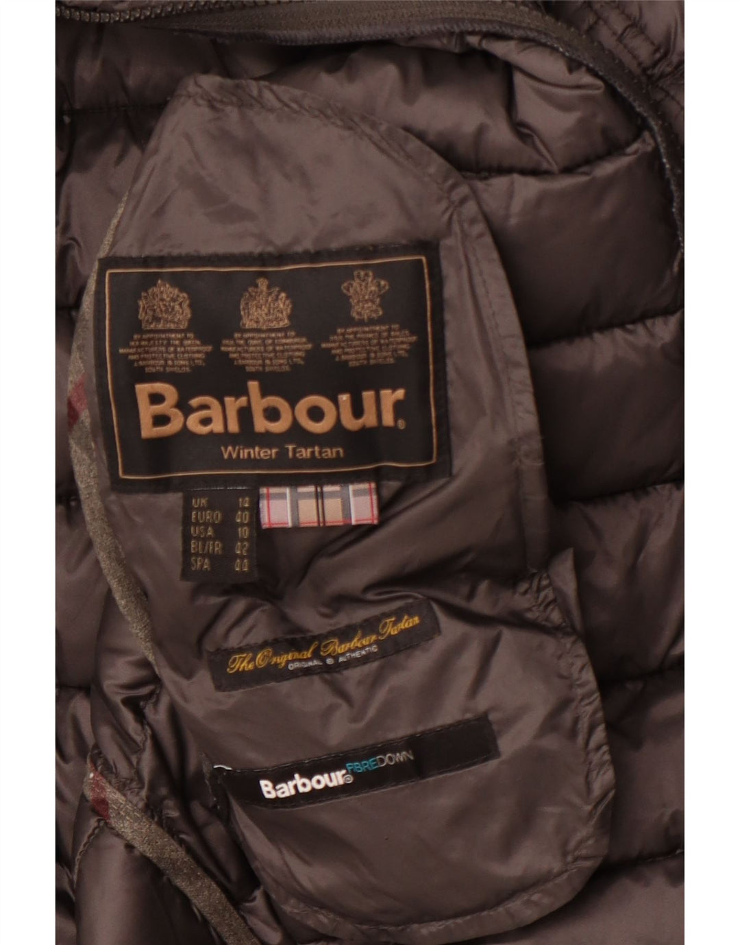 Barbour Damen Winter Tartan Wattierte Jacke UK 14 Large Grau Winter