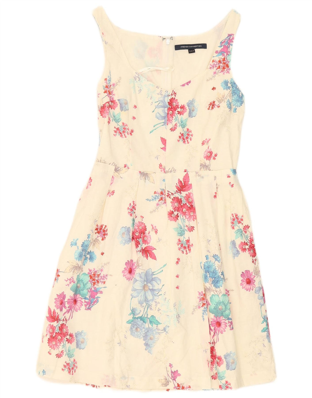 French Connection Damen-A-Linien-Kleid, Größe M, gebrochenes Weiß, Blumenmuster