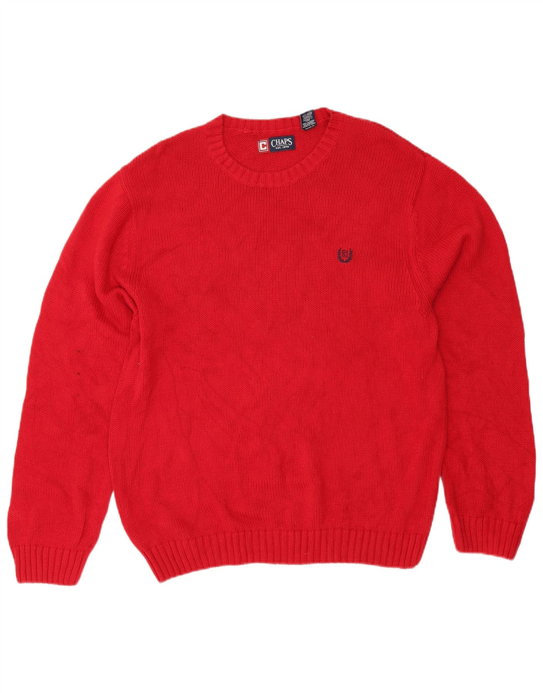 Chaps Herren-Pullover mit Rundhalsausschnitt, Größe L, aus roter Baumwolle