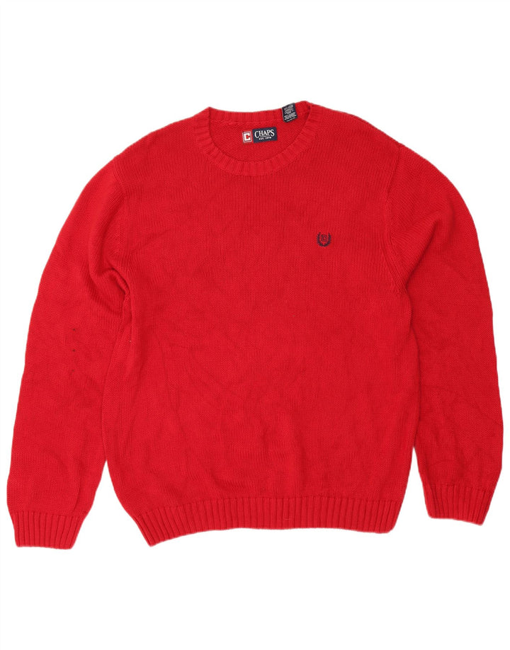 Chaps Herren-Pullover mit Rundhalsausschnitt, Größe L, aus roter Baumwolle