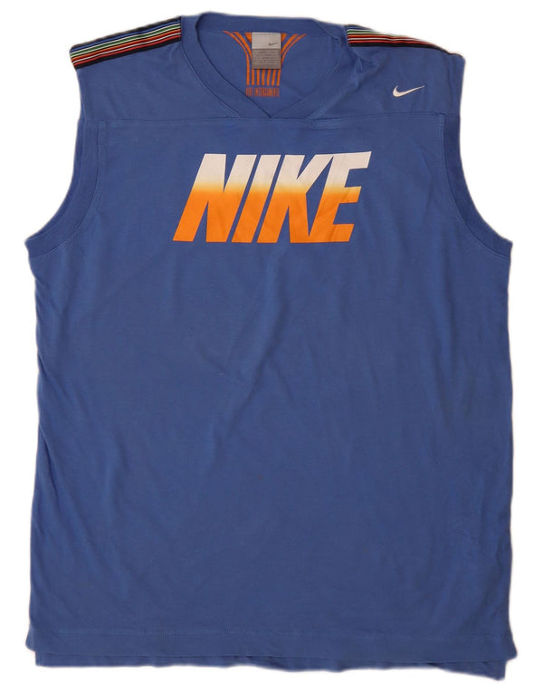Nike Herren Graphic Vest Top UK 42/44 Große blaue Baumwolle